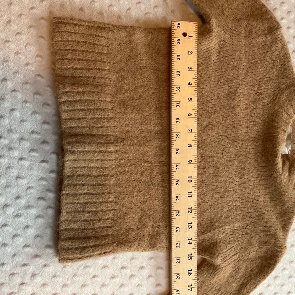 EVERLANE Mock‎ Neck Ribbed Trim Alpaca Blend Sweater Camel XXS - Picture 4 of 7